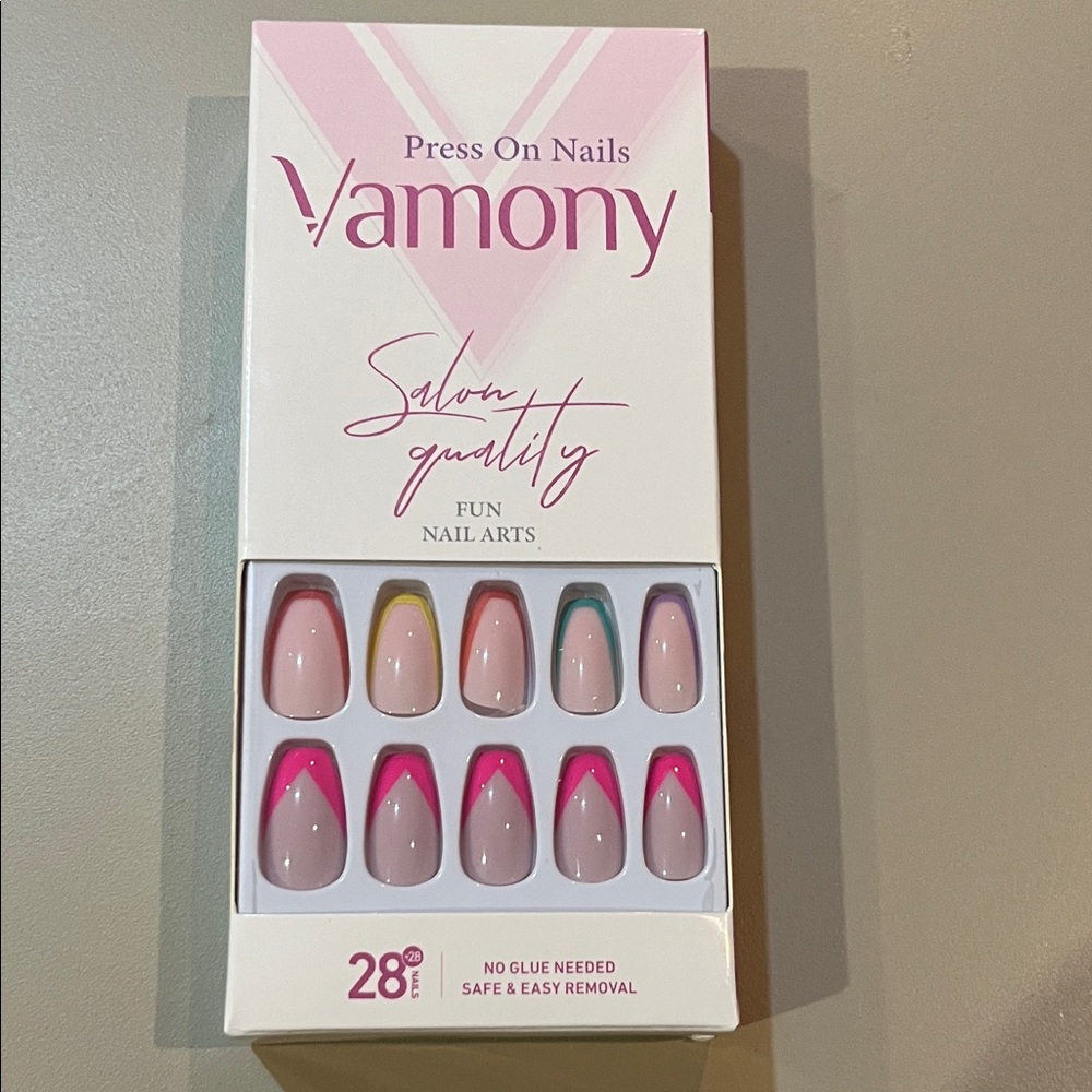 Vamony Press On Nails with Colorful Design DYI new